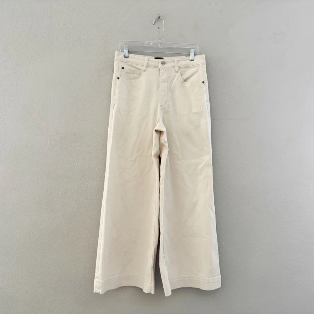 Maeve Jada Wide Leg Jeans Anthropologie 30 Cream Denim Casual Minimalist Classic - Picture 5 of 13